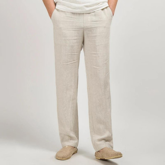 Men's Linen Straight Leg Trousers - Vonnera