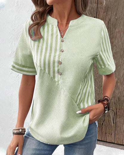 Image of Women's Striped Short Sleeve Blouse