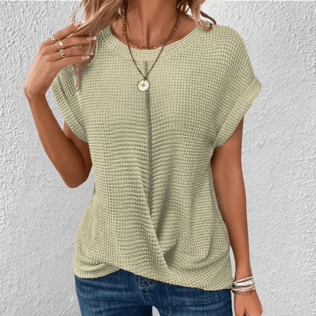 Image of Women's Twist Front Waffle Knit Blouse