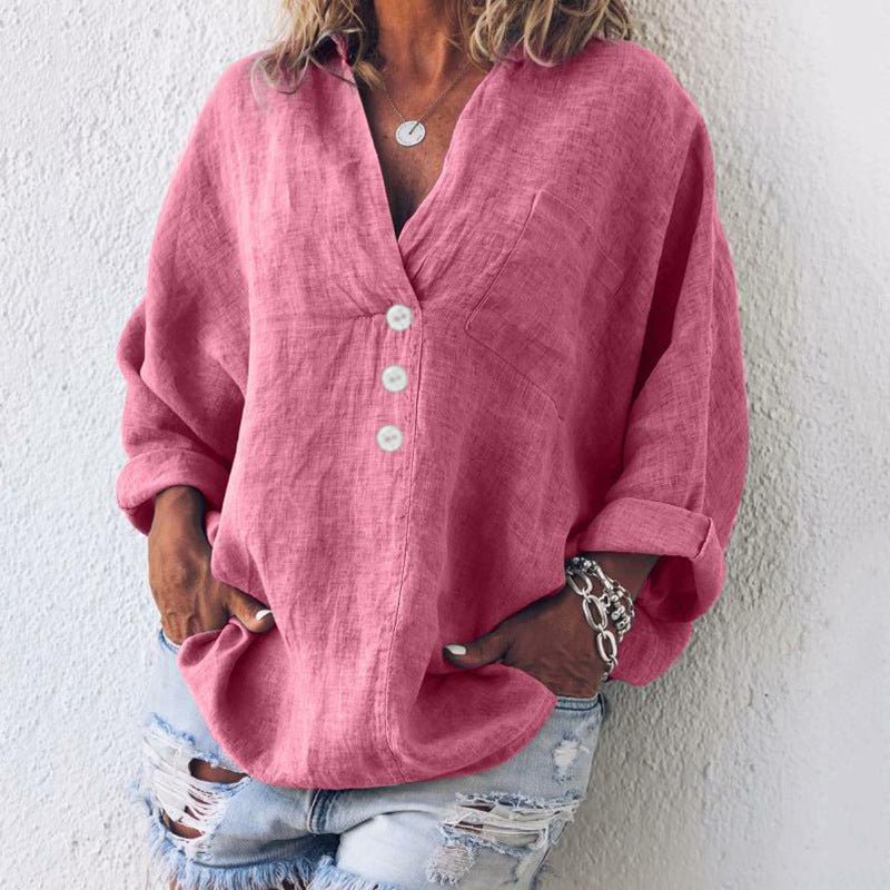Women's Linen Blouse Relaxed Fit - Vonnera