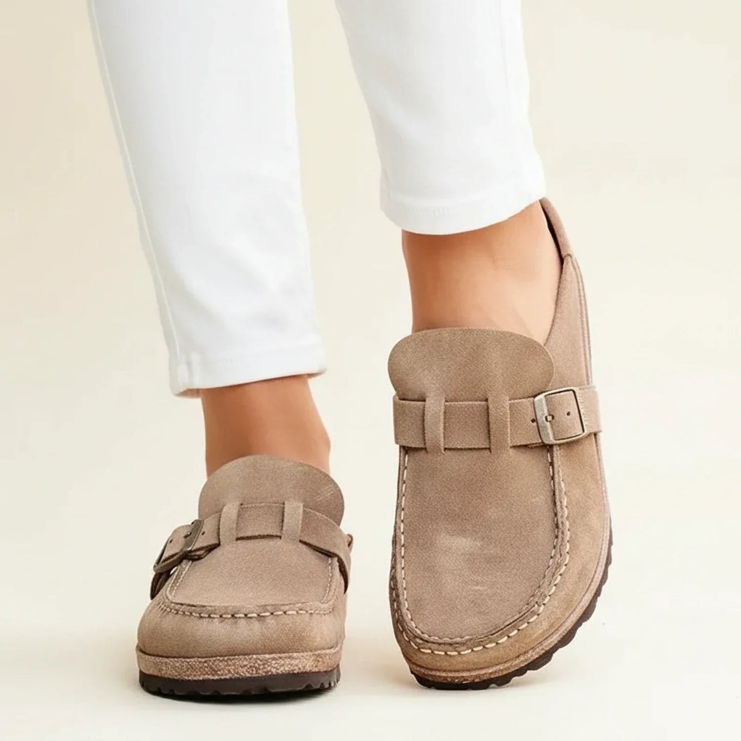 Women's Orthopedic Mules Chunky Sole Slip-On Moc Toe Buckle - Vonnera
