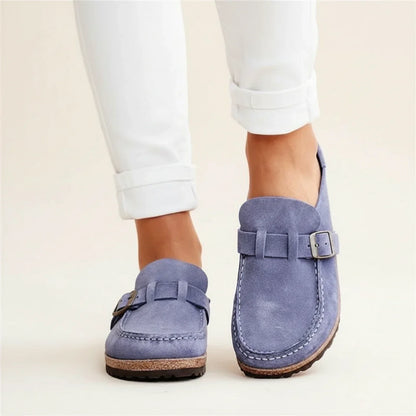 Women's Orthopedic Mules Chunky Sole Slip-On Moc Toe Buckle