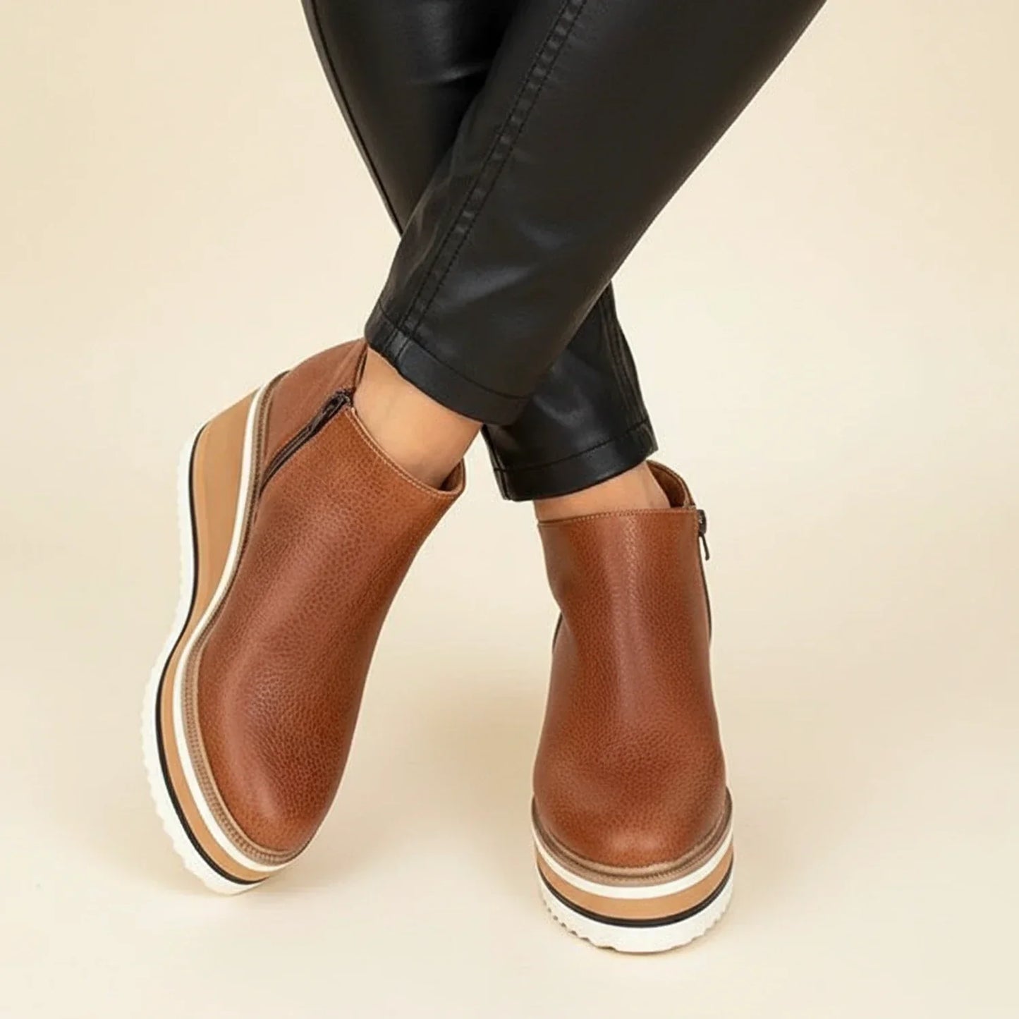 Women's Platform Ankle Boots Wedge Comfortable - Vonnera