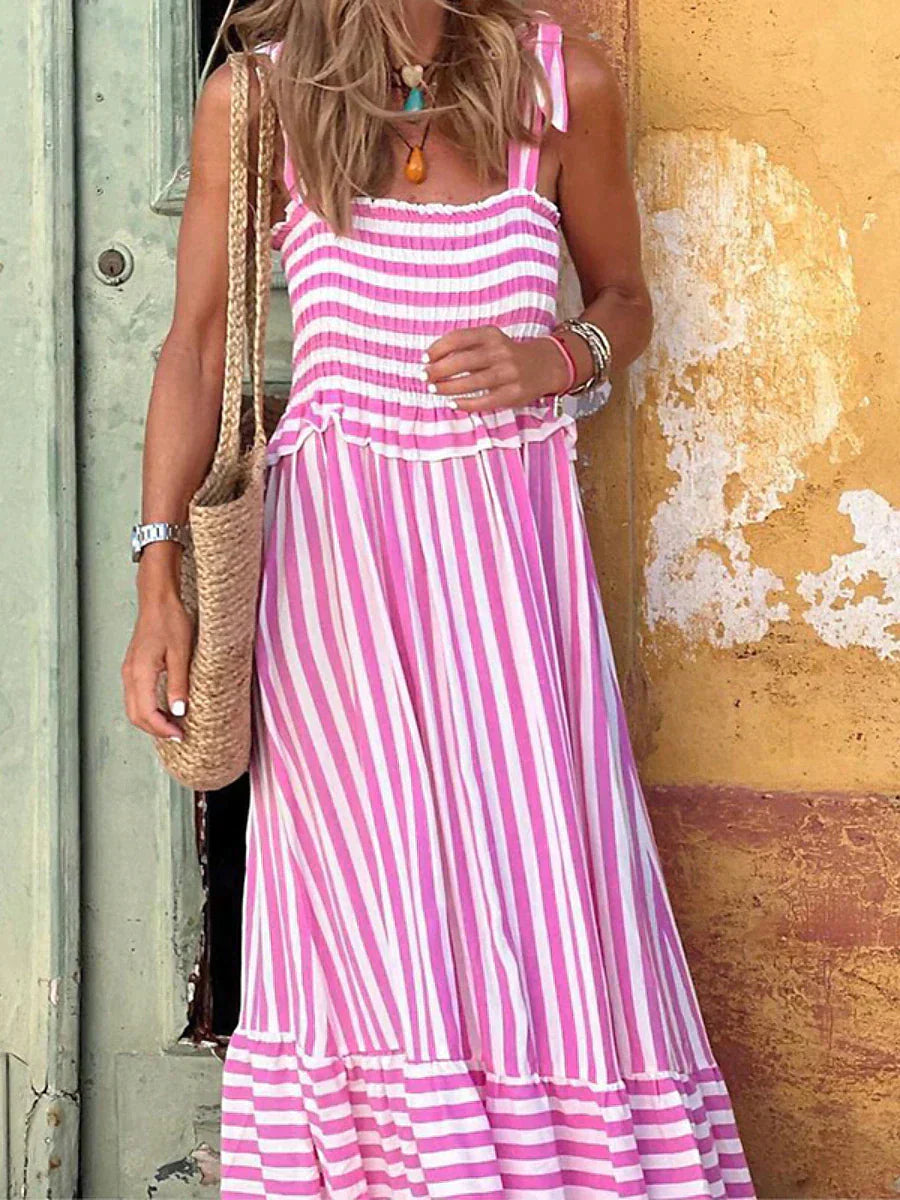 Women's Striped Dress with Tie Straps