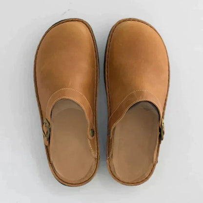 Orthopedic Leather Clogs Autumn Brown