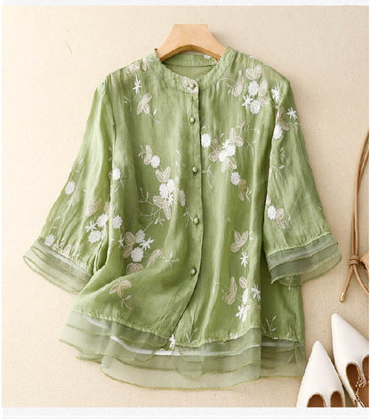 Women's Embroidered Floral Blouse - Vonnera