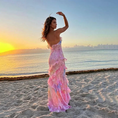 Women's Elegant Maxi Dress Spaghetti Straps