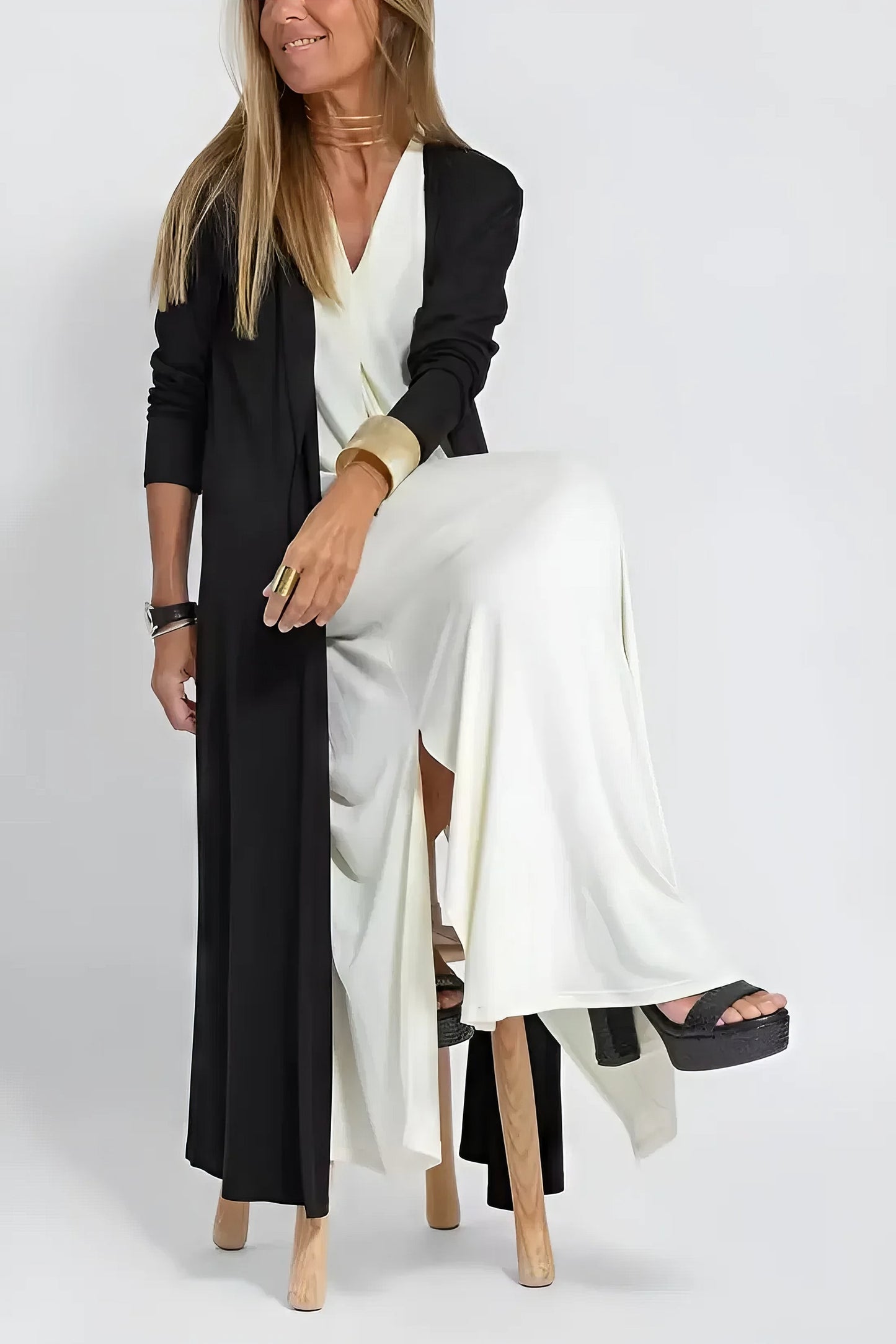 Women's Long Dress and Cardigan Set Elegant