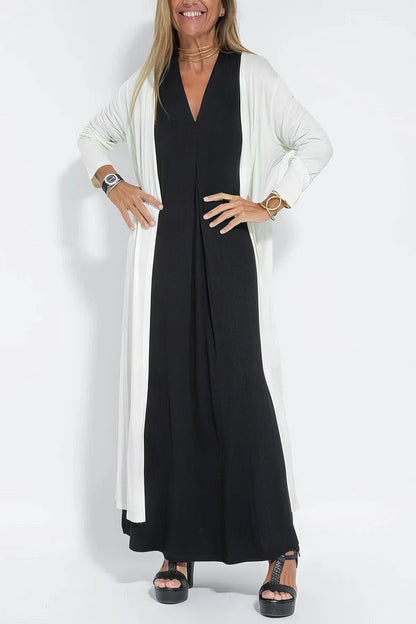 Women's Long Dress and Cardigan Set Elegant