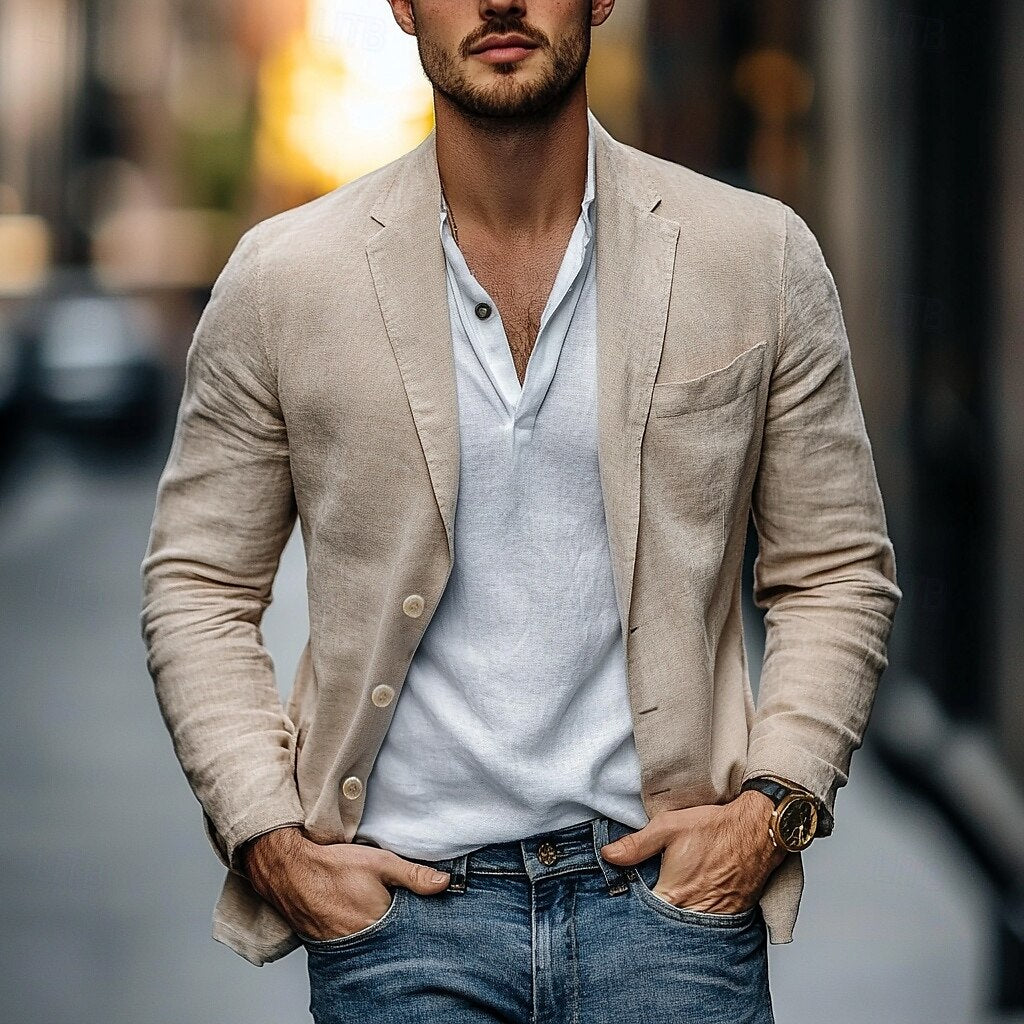 Men's Linen Blazer Lightweight - Vonnera