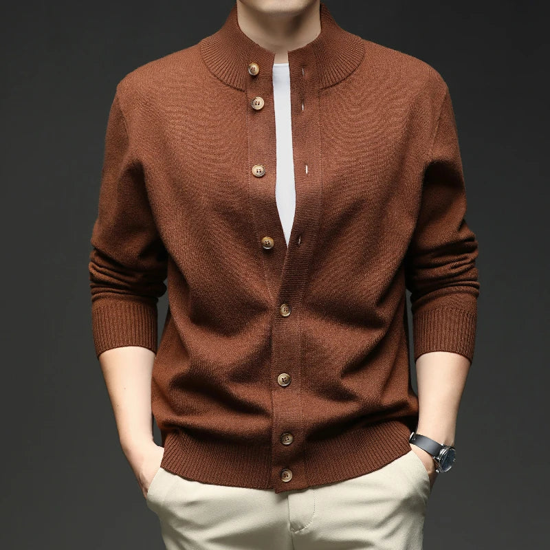 Men's Ribbed Knit Cardigan Button-Down - VibreMode