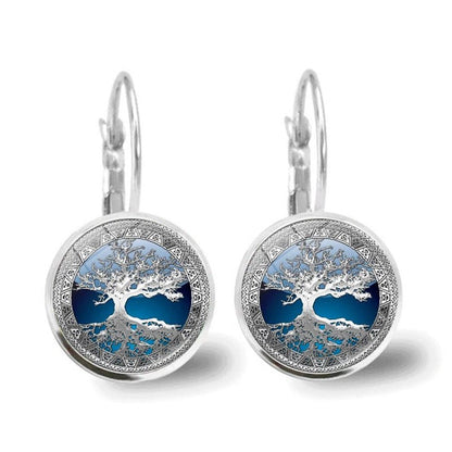 Silver Tree Of Life Hoop Earrings