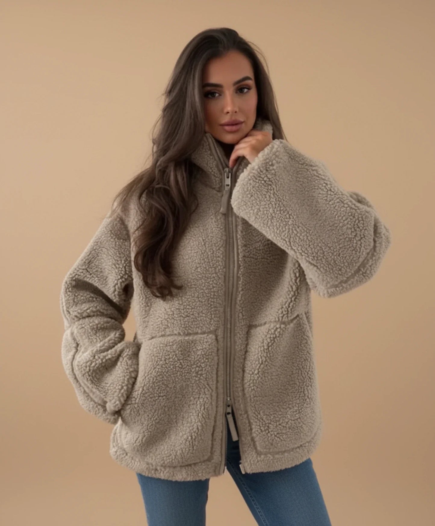 Women's Sherpa Zip Up Warm Jacket
